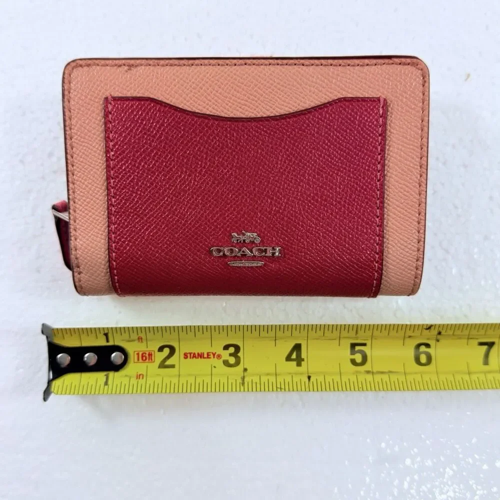 Coach Medium Corner Zip Women's Wallet Pink Red Beige